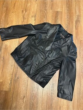 Wilson Women’s Black Leather Draped Front Jacket Size Xl